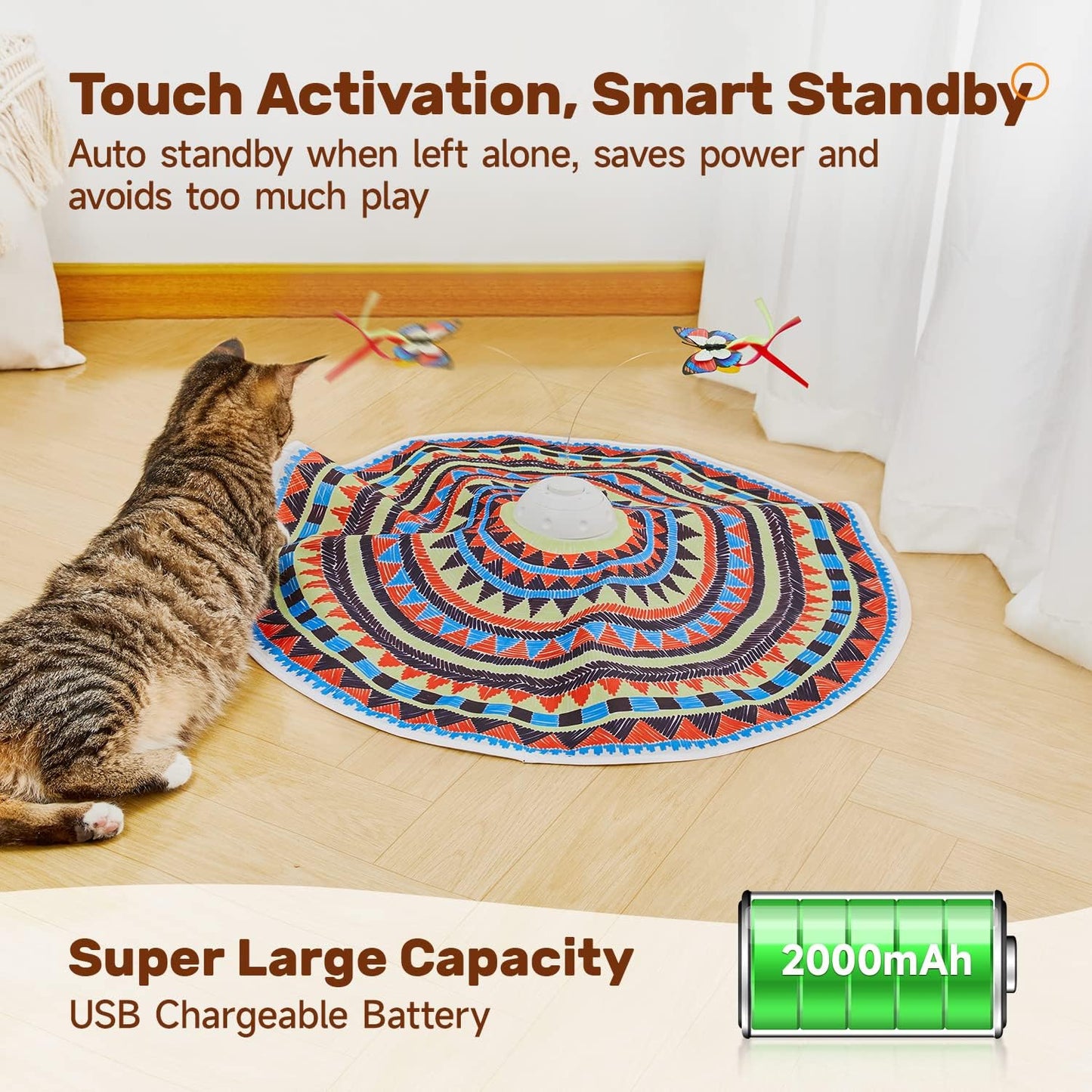 Interactive 3-in-1 Cat Toy - Rechargeable Hide and Seek Fun with Fluttering Butterfly and Moving Feather for Ultimate Indoor Exercise!