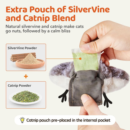 Interactive Flapping Sandpiper Cat Toys - Lifelike Chirping Birds with Catnip for Engaging Playtime Fun!