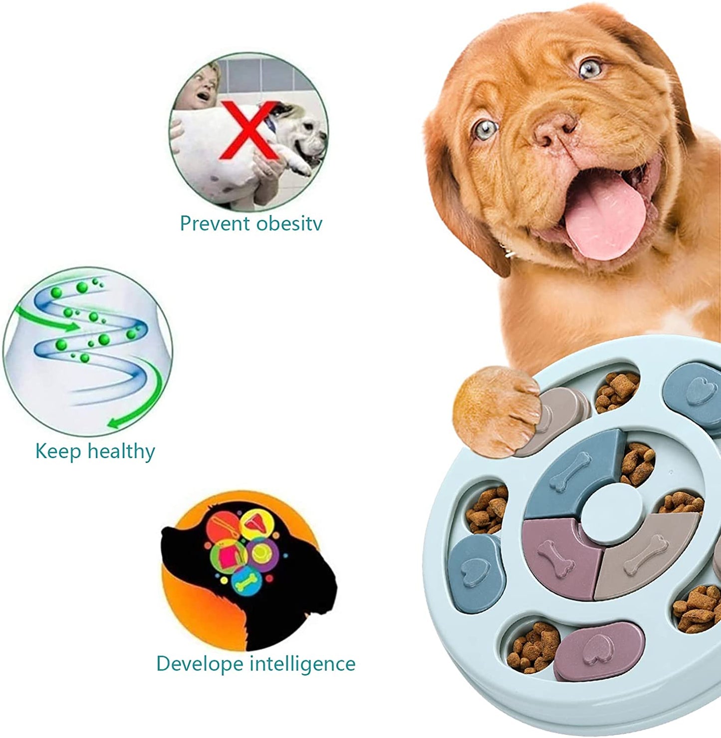Interactive Dog Puzzle Toy - Enhance IQ & Mental Stimulation with Treat Dispenser (Blue)