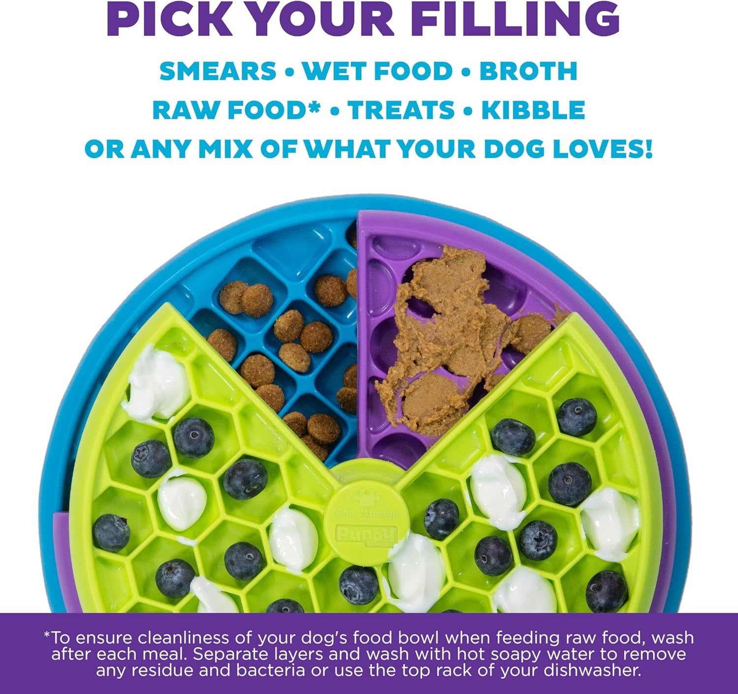 Nina Ottosson Lickin’ Layers 3-in-1 Interactive Dog Feeder Puzzle - Engaging Lick Mat & Slow Feeder Bowl for Medium & Large Dogs, 2 Cup Capacity, 10.4" x 2.8