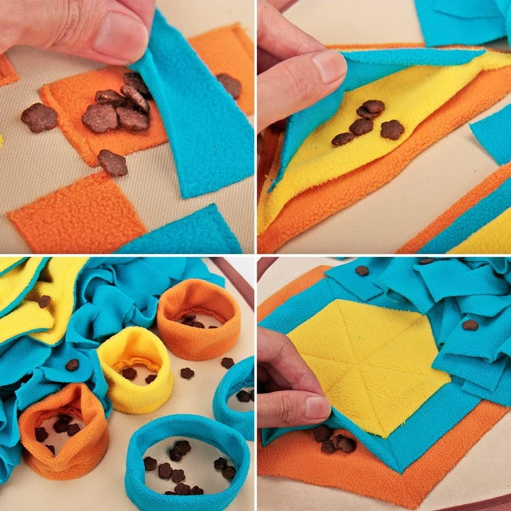 Interactive Pet Snuffle Mat for Dogs & Cats - Fun Foraging Game for Stress Relief & Boredom Busting (Khaki)