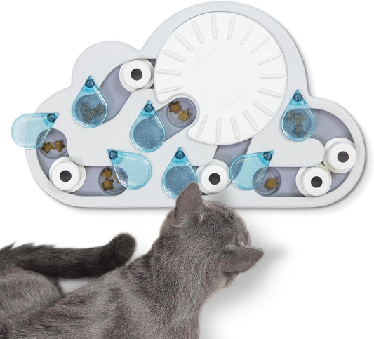 Nina Ottosson Interactive Rainy Day Cat Puzzle Feeder - Level 3 Enrichment Toy for Indoor Cats, 13.8" x 14
