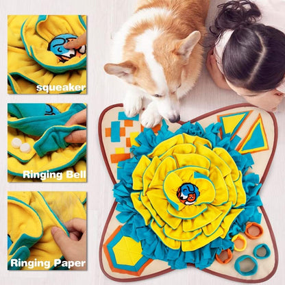 Interactive Pet Snuffle Mat for Dogs & Cats - Fun Foraging Game for Stress Relief & Boredom Busting (Khaki)