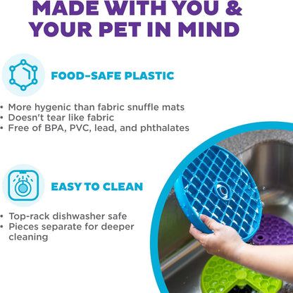 Nina Ottosson Lickin’ Layers 3-in-1 Interactive Dog Feeder Puzzle - Engaging Lick Mat & Slow Feeder Bowl for Medium & Large Dogs, 2 Cup Capacity, 10.4" x 2.8