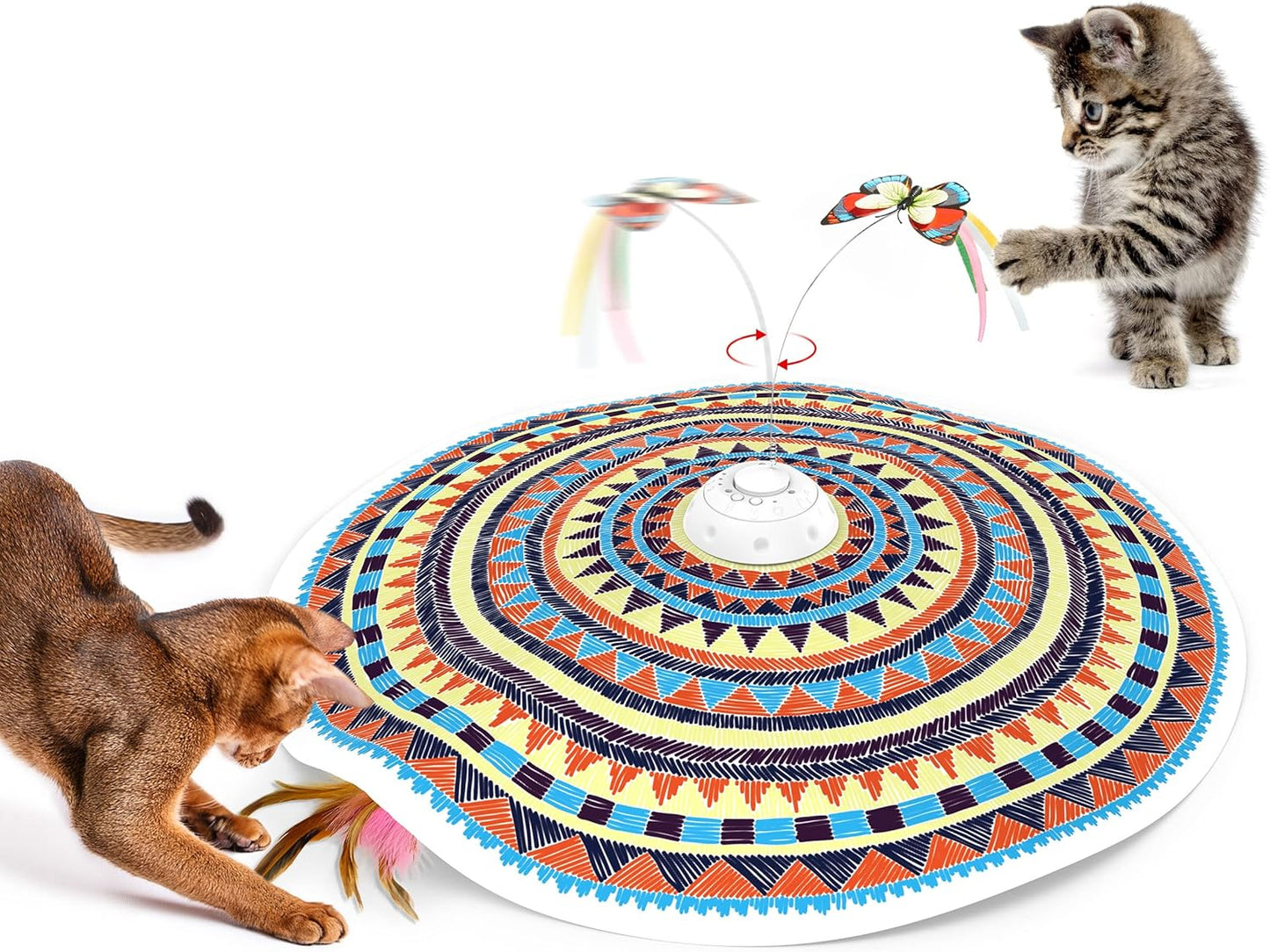 Interactive 3-in-1 Cat Toy - Rechargeable Hide and Seek Fun with Fluttering Butterfly and Moving Feather for Ultimate Indoor Exercise!