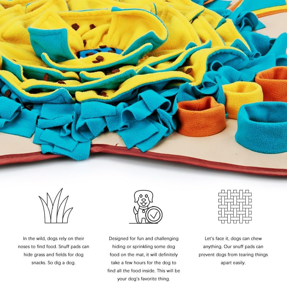Interactive Pet Snuffle Mat for Dogs & Cats - Fun Foraging Game for Stress Relief & Boredom Busting (Khaki)