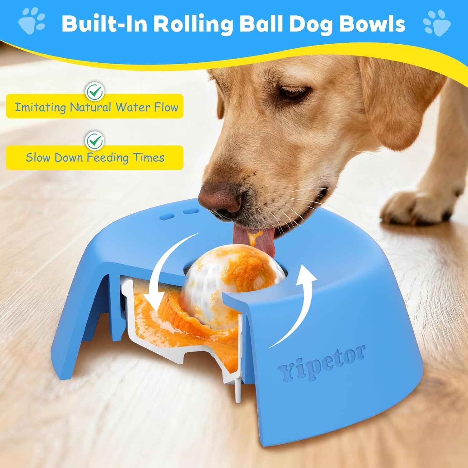 Enrichment Slow Feeder Dog Bowl - Lick & Treat Toy for Bone Broth & Yogurt - Perfect for All Breeds & Post-Op Nutrition