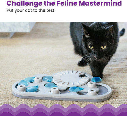 Nina Ottosson Interactive Rainy Day Cat Puzzle Feeder - Level 3 Enrichment Toy for Indoor Cats, 13.8" x 14