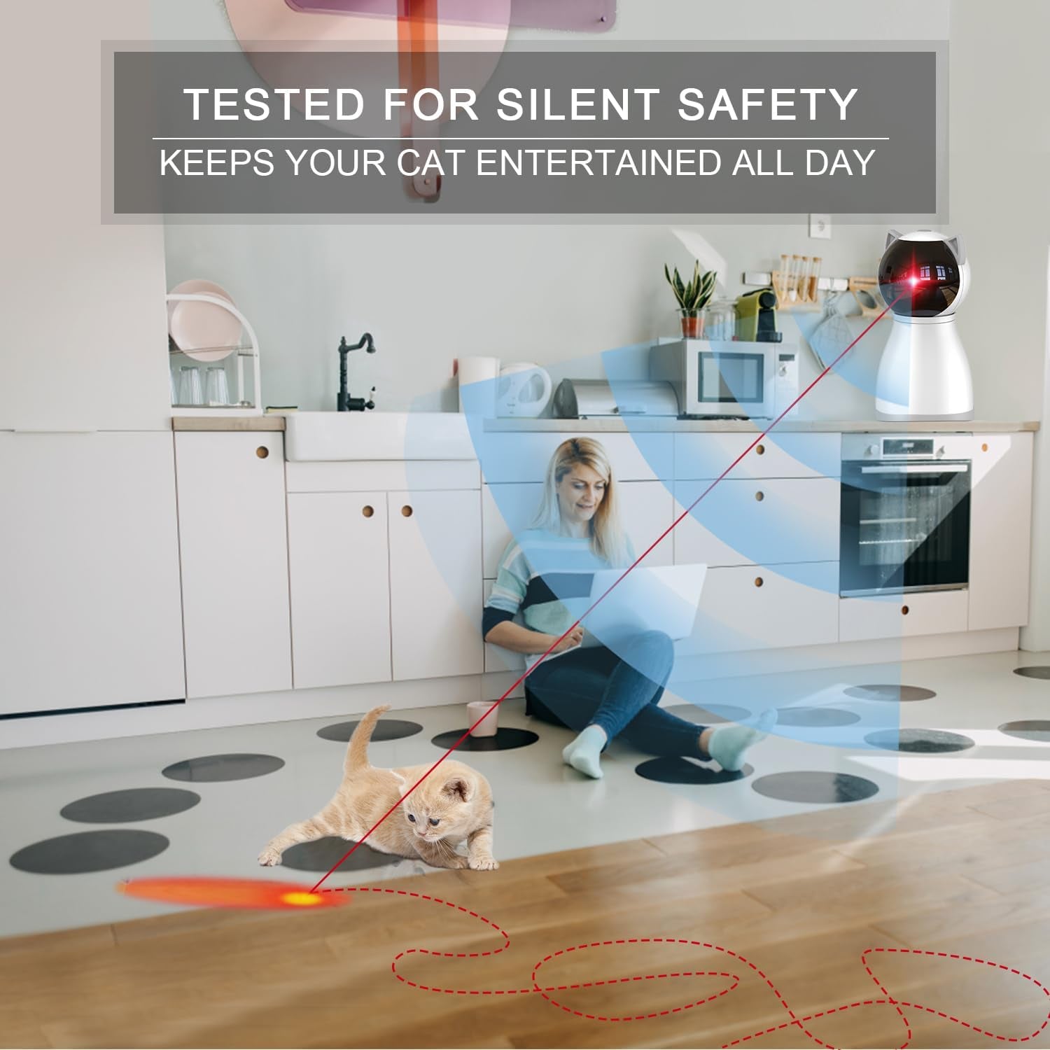 Interactive Rechargeable Laser Cat Toy - 4th Generation Motion Activated Random Trajectory for Bored Indoor Cats & Kittens