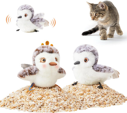 Interactive Flapping Sandpiper Cat Toys - Lifelike Chirping Birds with Catnip for Engaging Playtime Fun!