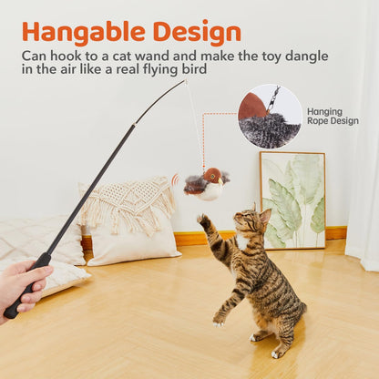 Interactive Rechargeable Flapping Bird Cat Toy - Lifelike Chirping Sparrow for Engaging Playtime & Exercise - Perfect for All Breeds!