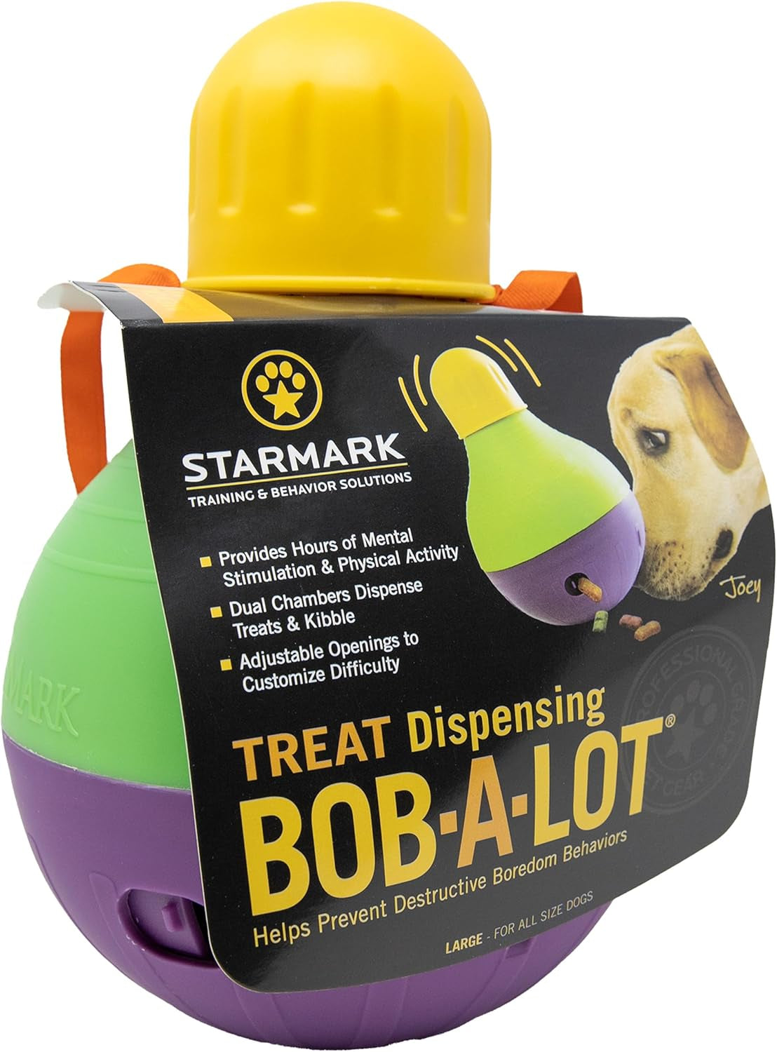 Engaging Bob-A-Lot Interactive Dog Toy - Large Size in Vibrant Yellow, Green & Purple