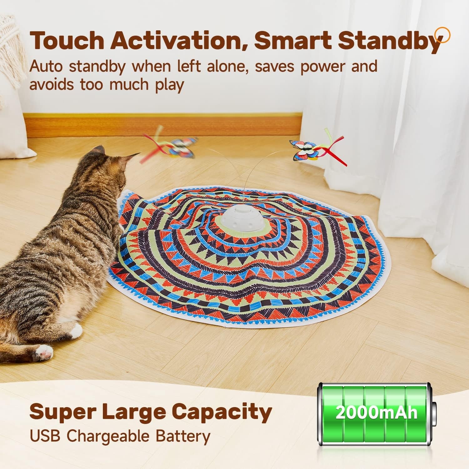 Interactive 3-in-1 Cat Toy - Rechargeable Hide and Seek Fun with Fluttering Butterfly and Moving Feather for Ultimate Indoor Exercise!