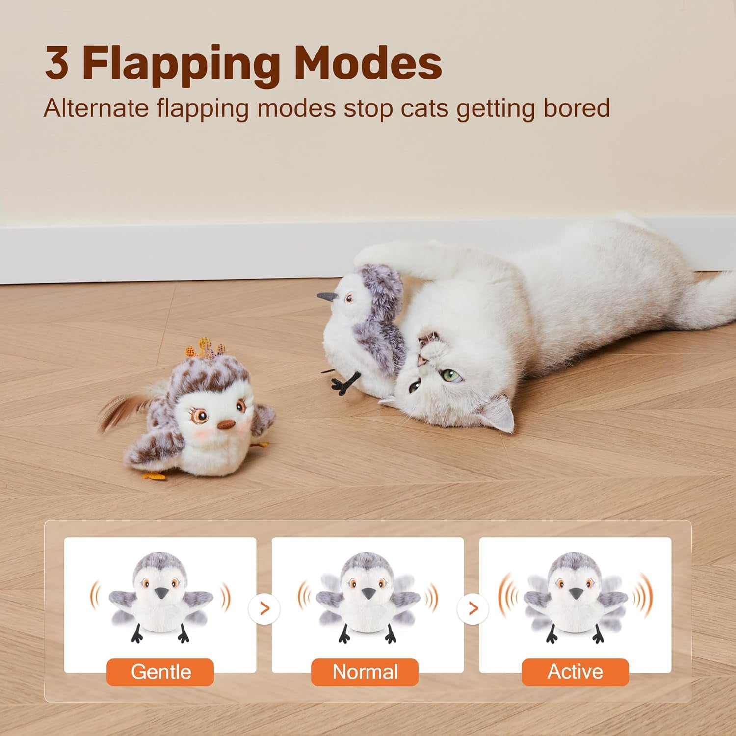 Interactive Flapping Sandpiper Cat Toys - Lifelike Chirping Birds with Catnip for Engaging Playtime Fun!