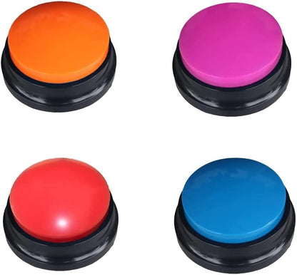 4 Color Voice Recording Buttons for Pets - Communication & Training Buzzer, 30 Sec Record & Playback, Fun Gift for Home, Office & Study - Pack of 4