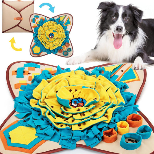 Interactive Pet Snuffle Mat for Dogs & Cats - Fun Foraging Game for Stress Relief & Boredom Busting (Khaki)