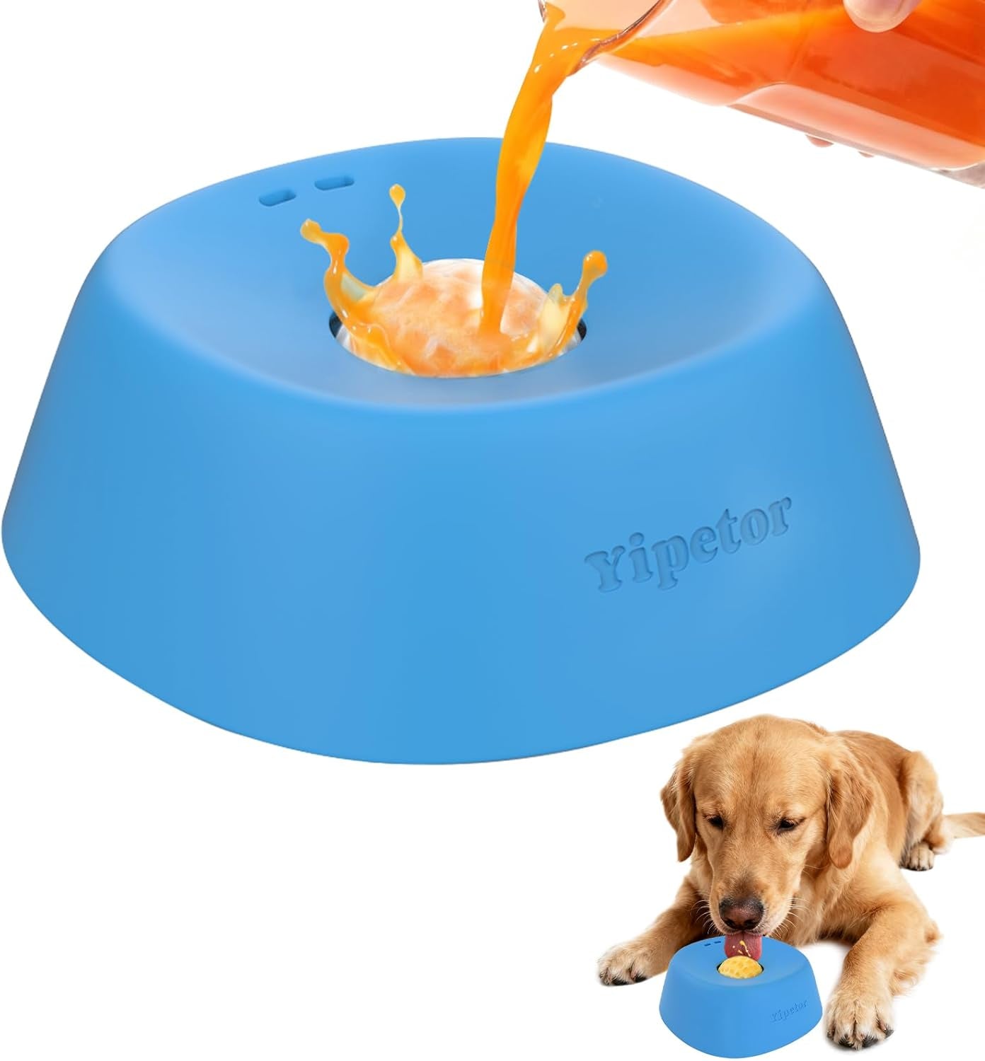 Enrichment Slow Feeder Dog Bowl - Lick & Treat Toy for Bone Broth & Yogurt - Perfect for All Breeds & Post-Op Nutrition