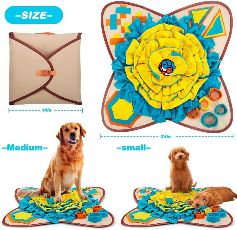 Interactive Pet Snuffle Mat for Dogs & Cats - Fun Foraging Game for Stress Relief & Boredom Busting (Khaki)
