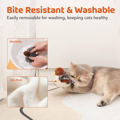 Interactive Rechargeable Flapping Bird Cat Toy - Lifelike Chirping Sparrow for Engaging Playtime & Exercise - Perfect for All Breeds!