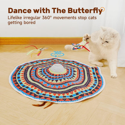 Interactive 3-in-1 Cat Toy - Rechargeable Hide and Seek Fun with Fluttering Butterfly and Moving Feather for Ultimate Indoor Exercise!