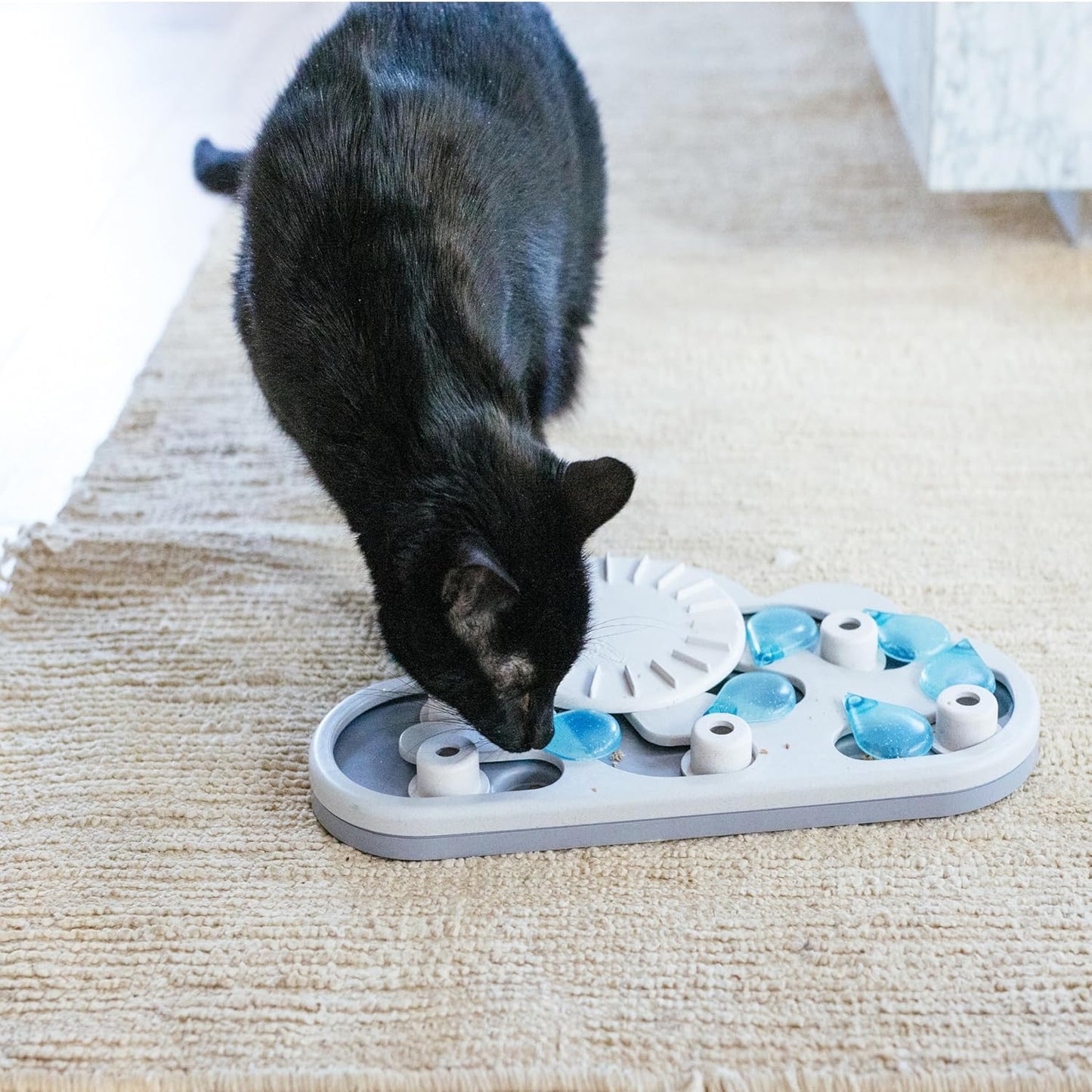 Nina Ottosson Interactive Rainy Day Cat Puzzle Feeder - Level 3 Enrichment Toy for Indoor Cats, 13.8" x 14